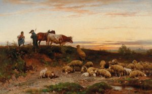 Evening Landscape by Ernst Adolph Meissner Oil Painting