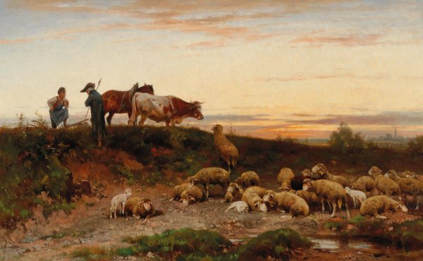 Evening Landscape by Ernst Adolph Meissner - Hand-Painted Oil Painting Reproduction