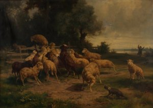 Schafe by Ernst Adolph Meissner Oil Painting