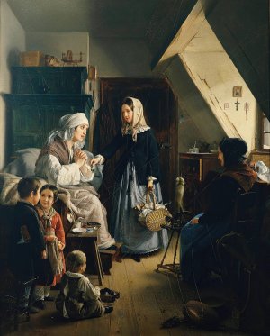 Die Wohltatige by Ernst Christian Moser Oil Painting