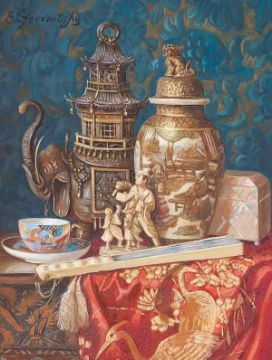 Stillleben Mit Asiatika by Ernst Czernotzky Oil Painting