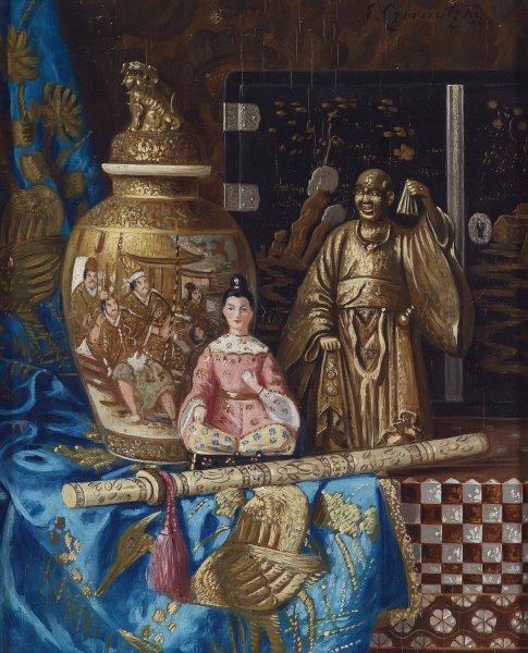 Stillleben Mit Asiatischen Antiquitaten by Ernst Czernotzky - Hand-Painted Oil Painting Reproduction