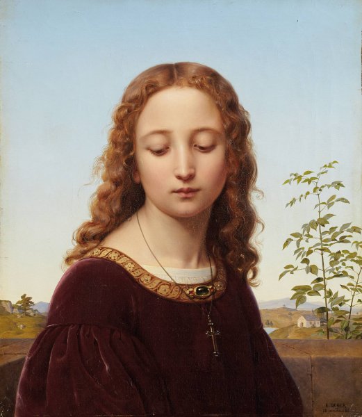 Portrait of a Young Woman  by Ernst Deger - Hand-Painted Oil Painting Reproduction