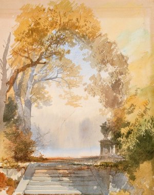 Herbstlicher Park Mit Einer Treppe by Ernst Erwin Oehme Oil Painting