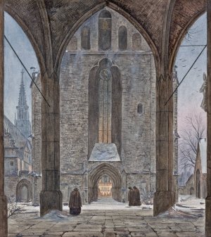 Cathedral in Winter by Ernst Ferdinand Oehme Oil Painting