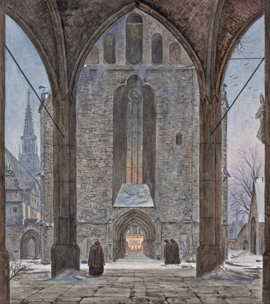Main Product Photo of Cathedral in Winter  Painting by Ernst Ferdinand Oehme