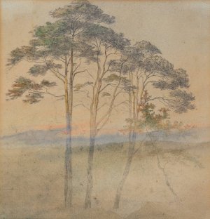 Pines in a Morning Fog by Ernst Ferdinand Oehme Oil Painting