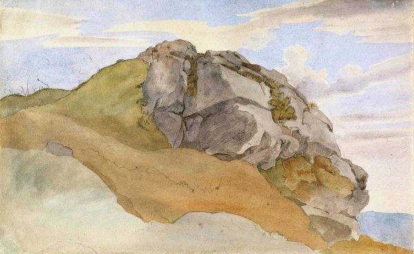Rocky Outcropping  by Ernst Ferdinand Oehme - Hand-Painted Oil Painting Reproduction