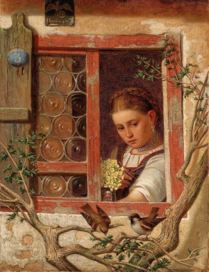 Girl by the Window by Ernst Freiesleben Oil Painting
