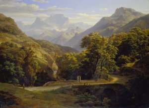 Mountainscape by Ernst Fries Oil Painting