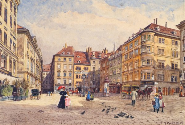 Main Product Photo of Der Judenplatz In Wien  Painting by Ernst Graner