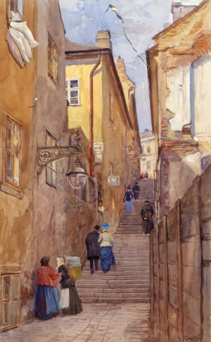 Die Bettlerstiege In Wien-Mariahilf by Ernst Graner Oil Painting