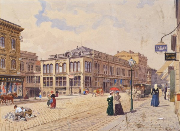 Main Product Photo of Die Schwendergasse In Wien Mit Schwenders Colosseum  Painting by Ernst Graner