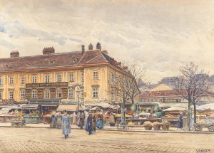 Kaiser Franz Joseph uberquert den Naschmarkt by Ernst Graner Oil Painting