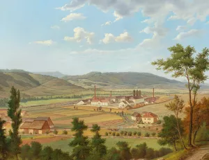 View of a Factory in usti nad Labem by Ernst Gustav Doerell Oil Painting