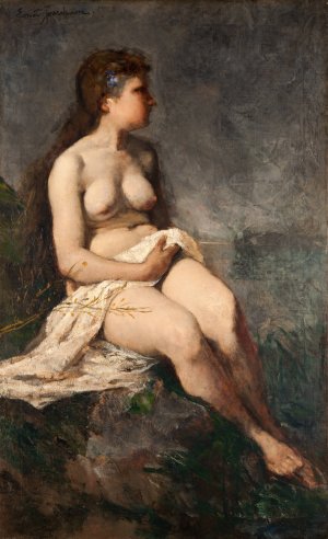 Female Nude Study by Ernst Josephson Oil Painting