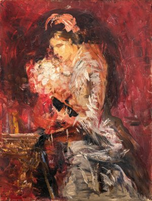 Lady with Bouquet, Sketch by Ernst Josephson Oil Painting