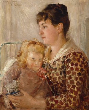 Mother and Child. The Wife and Daughter of the Artist Allan Osterlind by Ernst Josephson Oil Painting
