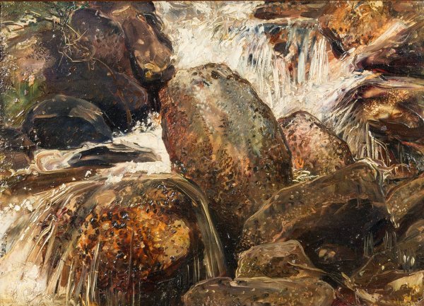Waterfall Study, Eggedal by Ernst Josephson - Hand-Painted Oil Painting Reproduction
