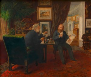 Ludwig Anzengruber zu Besuch bei Rudolf von Alt by Ernst Juch Oil Painting