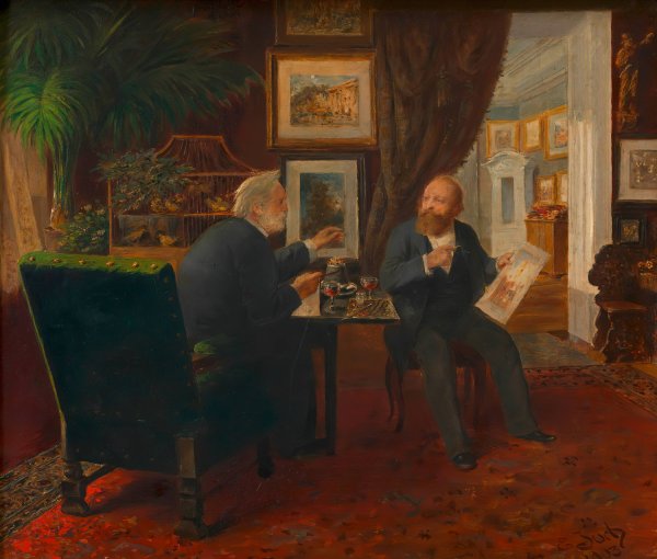 Ludwig Anzengruber zu Besuch bei Rudolf von Alt  by Ernst Juch - Hand-Painted Oil Painting Reproduction