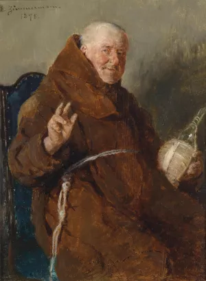 Frohlicher Monch by Ernst Karl Georg Zimmermann Oil Painting