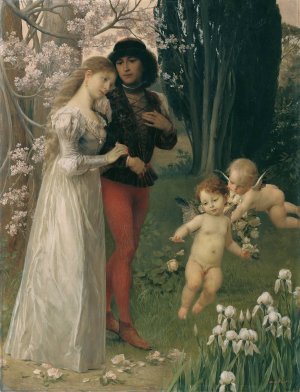 Francesca da Rimini und Paolo Junges Paar im Garten by Ernst Klimt Oil Painting