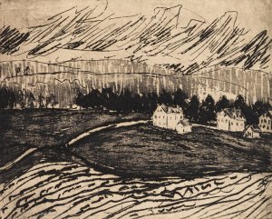 Acker und Hauser im Erzgebirge by Ernst Ludwig Kirchner Oil Painting