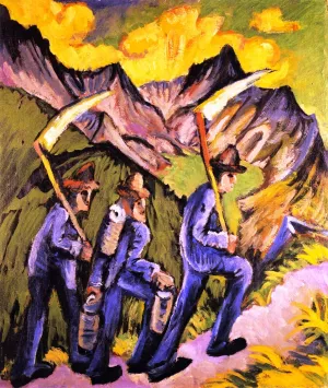 Alpine Life, Triptych Left Panel painting by Ernst Ludwig Kirchner