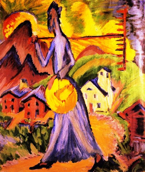 Alpine Life, Triptych Right Panel by Ernst Ludwig Kirchner - Hand-Painted Oil Painting Reproduction