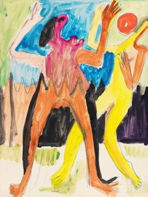 Ballspielendes Paar by Ernst Ludwig Kirchner Oil Painting