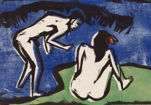 Bathing Couple by Ernst Ludwig Kirchner Oil Painting