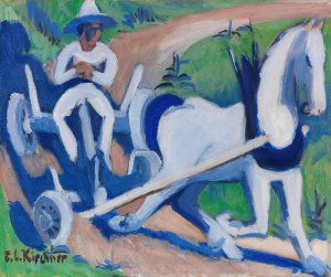 Bauernwagen mit Pferd by Ernst Ludwig Kirchner Oil Painting