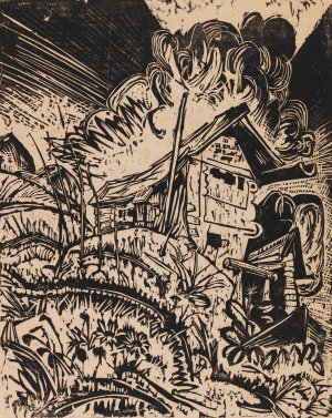 Berghaus mit Gewitterwolke by Ernst Ludwig Kirchner Oil Painting