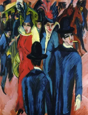 Berlin Street Scene by Ernst Ludwig Kirchner - Oil Painting Reproduction