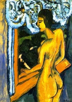 Brauner Akt am Fenster by Ernst Ludwig Kirchner - Oil Painting Reproduction
