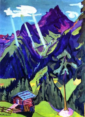 Bunder Landschaft mit Sonnenstrahlen by Ernst Ludwig Kirchner - Oil Painting Reproduction