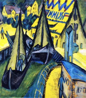 Burgstaaken Harbor, Fehmarn Oil painting by Ernst Ludwig Kirchner