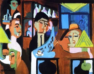 Davoser Cafe Oil painting by Ernst Ludwig Kirchner