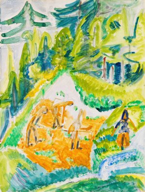 Davoser Landschaft mit Bergbauern by Ernst Ludwig Kirchner Oil Painting