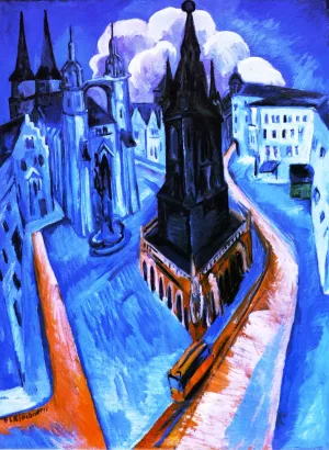 Der Rote Turm in Halle by Ernst Ludwig Kirchner - Oil Painting Reproduction