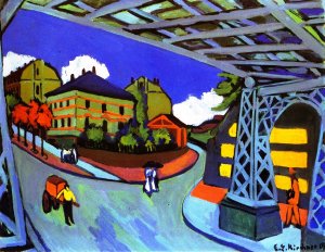 Eisenbahnuberfuhrung an der Lobtauer Strasse in Dressen-Friedrichstadt Oil painting by Ernst Ludwig Kirchner