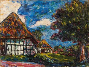 Fehmarn Houses Oil painting by Ernst Ludwig Kirchner