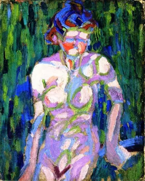 Female Nude with Foliage Shadows by Ernst Ludwig Kirchner - Oil Painting Reproduction
