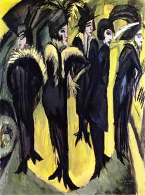 Five Women on the Street by Ernst Ludwig Kirchner - Oil Painting Reproduction