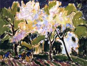 Fruehlingslandscaft by Ernst Ludwig Kirchner Oil Painting