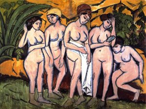 Funf Badende am See Oil painting by Ernst Ludwig Kirchner