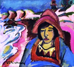 Girl in Southwester painting by Ernst Ludwig Kirchner