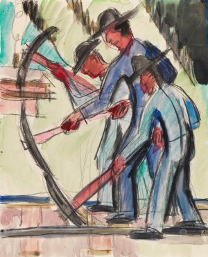 Gleisarbeiter by Ernst Ludwig Kirchner Oil Painting