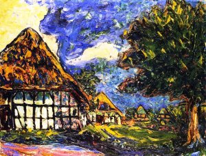 Hauser auf Fehmarn Oil painting by Ernst Ludwig Kirchner